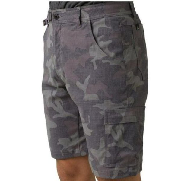 prAna Mens Zion Shorts Size 28 Gravel Camo Grey 10 inch Inseam on Sale