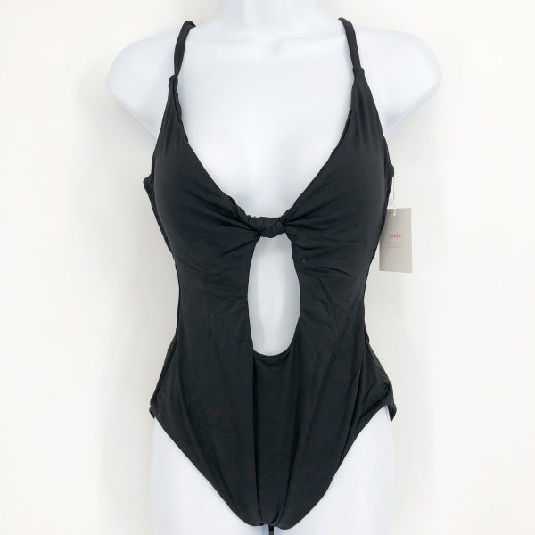 ANDIE SWIM Women s Santorini One Piece Swimsuit Large Black Cut Out Low Back NWT on Sale