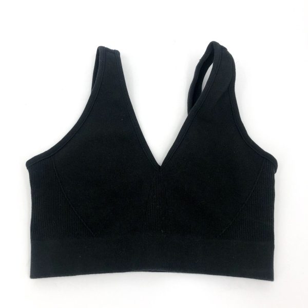 EVERLANE Women s The Cotton Seamless Bra XS Small Black Deep V Neck NWOT Online Hot Sale