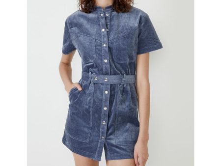 BARDOT Stacey Cord Mini Dress M US 6 Blue CornflowerShort Sleeve Button Up NWT Fashion