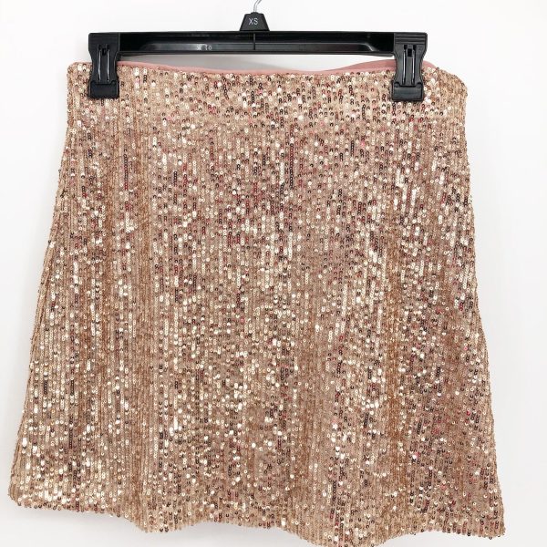 1.STATE Womens Sequin Mini Skirt 8 Champagne Side Zip Lined Party NWT Online Hot Sale