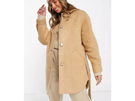 TOPSHOP Women s Brushed Shacket Size 2 Tan Camel Belted Long Sleeve NWT Cheap