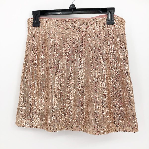 1.STATE Womens Sequin Mini Skirt 8 Champagne Side Zip Lined Party NWT Online Hot Sale