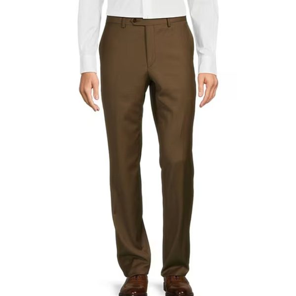 HICKEY FREEMAN Men Dress Pants 38R Brown Modern Fit Suit Flat-Front Trousers NWT Cheap