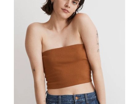 MADEWELL Womens Crop Tube Top in Sleekhold Warm Coffee Small Online now