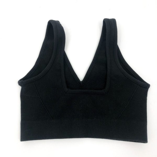 EVERLANE Women s The Cotton Seamless Bra XS Small Black Deep V Neck NWOT Online Hot Sale