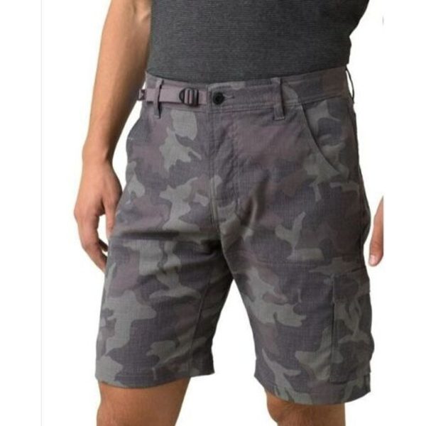 prAna Mens Zion Shorts Size 28 Gravel Camo Grey 10 inch Inseam on Sale