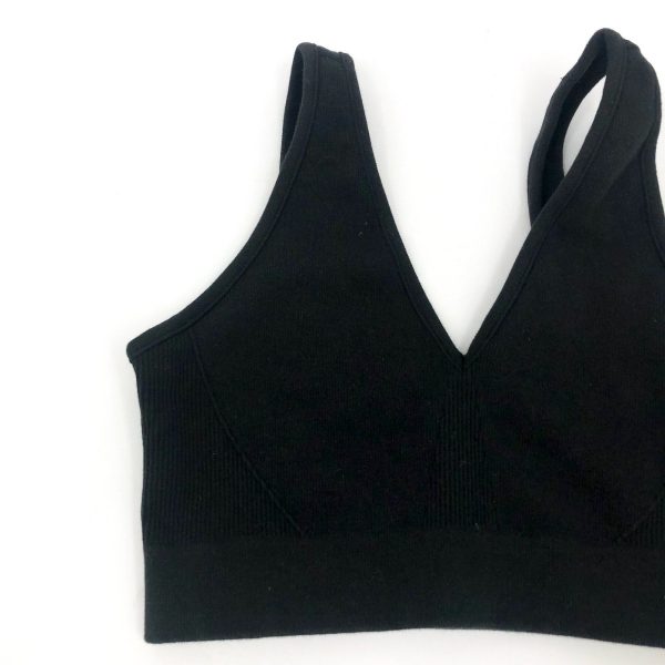 EVERLANE Women s The Cotton Seamless Bra XS Small Black Deep V Neck NWOT Online Hot Sale