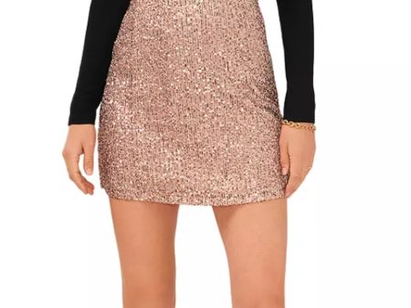 1.STATE Womens Sequin Mini Skirt 8 Champagne Side Zip Lined Party NWT Online Hot Sale