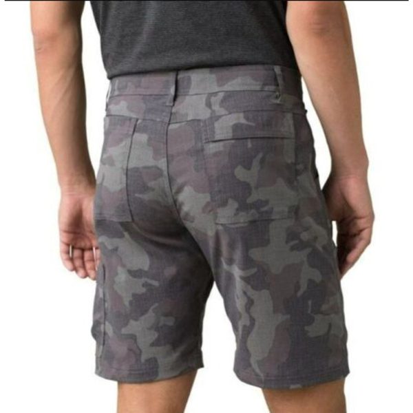 prAna Mens Zion Shorts Size 28 Gravel Camo Grey 10 inch Inseam on Sale