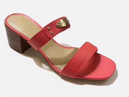 MICHAEL MICHAEL KORS Womens MK Plate Sandals 8 Dahlia Red Heeled Slide Sale