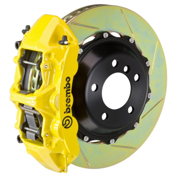 Brembo 99-07 Evo VI VII VIII IXFront GT BBK 6 Piston Cast 355x32 2pc Rotor Slotted Type1-Yellow Discount