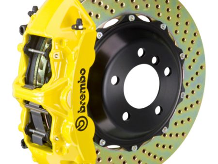 Brembo 99-07 Lancer Evo VI VII VIII IX Front GT BBK 6 Piston Cast 355x32 2pc Rotor Drilled- Yellow Online now