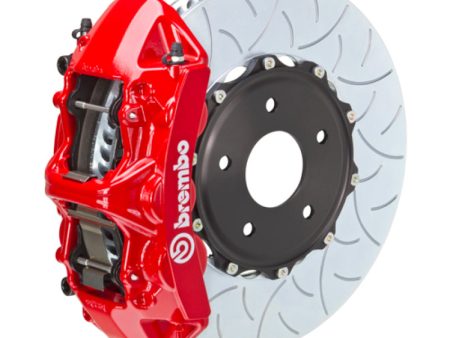 Brembo 99-07 Evo VI VII VIII IXFront GT BBK 6 Piston Cast 350x34 2pc Rotor Slotted Type3-Red Hot on Sale